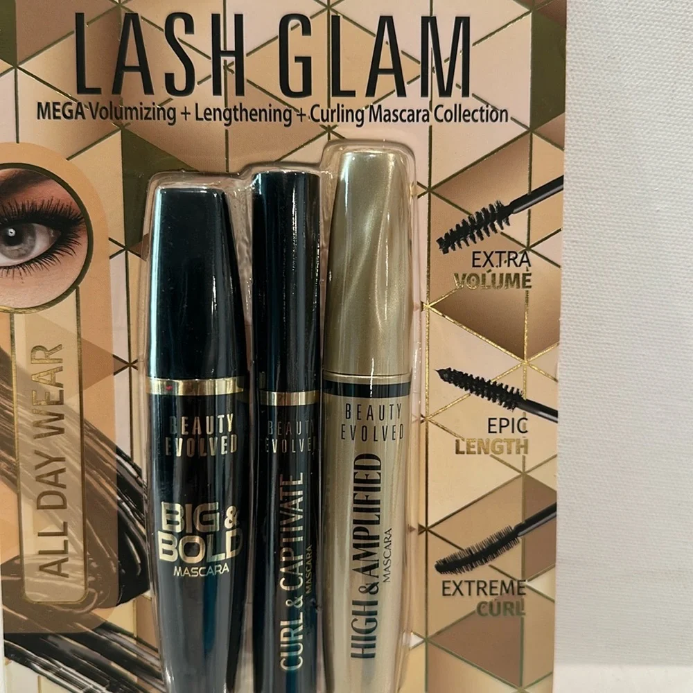 NWT Beauty Evolved 3 Piece Lash Glam Mascaras w/volume, lengthening, cur…